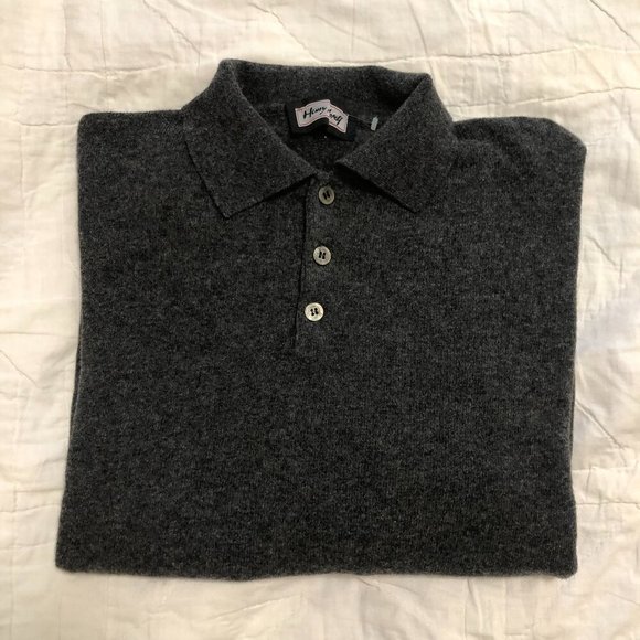 VINTAGE Italian Henry Morell Wool-Blend Long Sleeve Collared Sweater Gray XXL - Picture 12 of 15